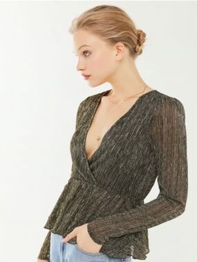 Urban Outfitters Gold Metallic  Peplum Top